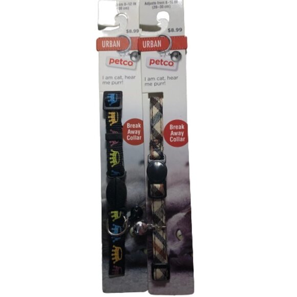 🛒 $9 2 pack Cat Breakaway Collars Plaid & Rainbow Crowns #2330 - Picture 1 of 3